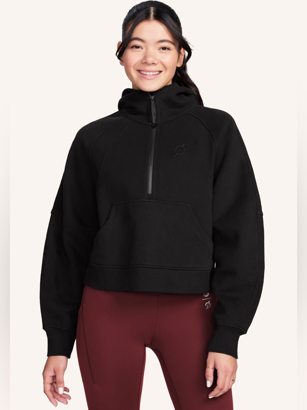 Peloton Lululemon Women's Black Half-Zip Scuba Oversized Hoodie